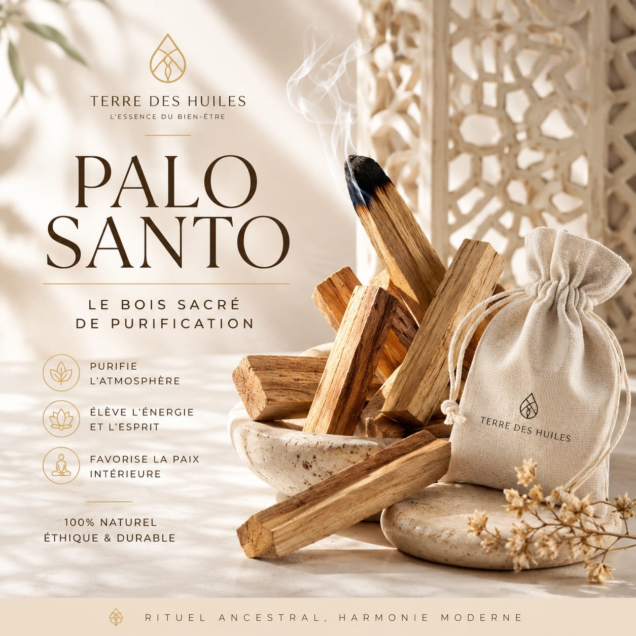 Palo Santo Holy Wood Terre des Huiles — rituel purification ambiance