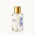 Brume Musc Terre Des Huiles 30 ml sur fond blanc, étiquette ivoire et bleu roi, bouchon doré
