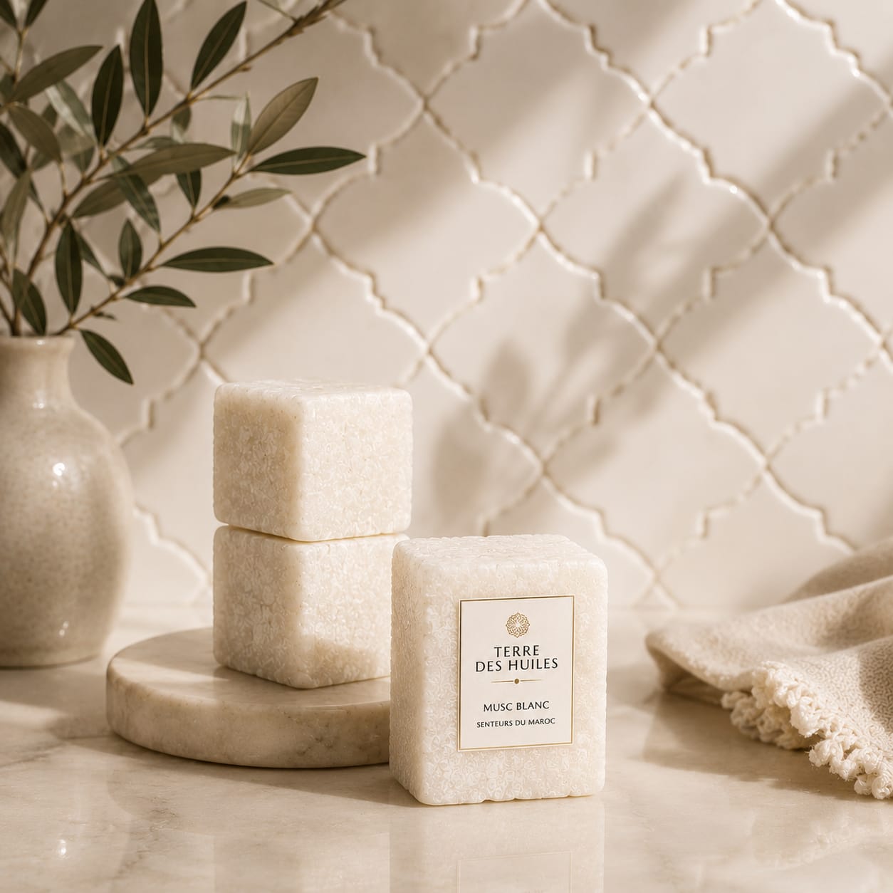 "Musc Carré Parfum Solide Blanc — Terre Des Huiles, Senteurs du Maroc"