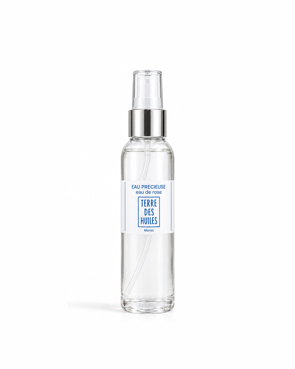Eau de rose du Maroc Terre Des Huiles, flacon spray sur fond blanc