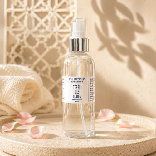 Eau de Rose hydrolat de Rose du Maroc 100% naturel Terre des Huiles