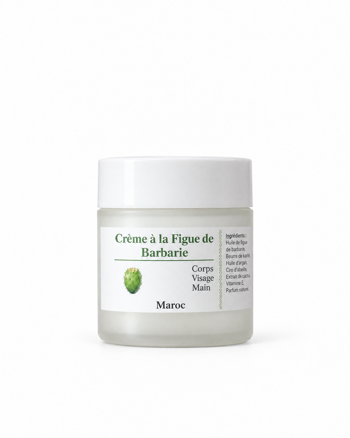 Pot de crème à la figue de barbarie Terre Des Huiles sur fond blanc